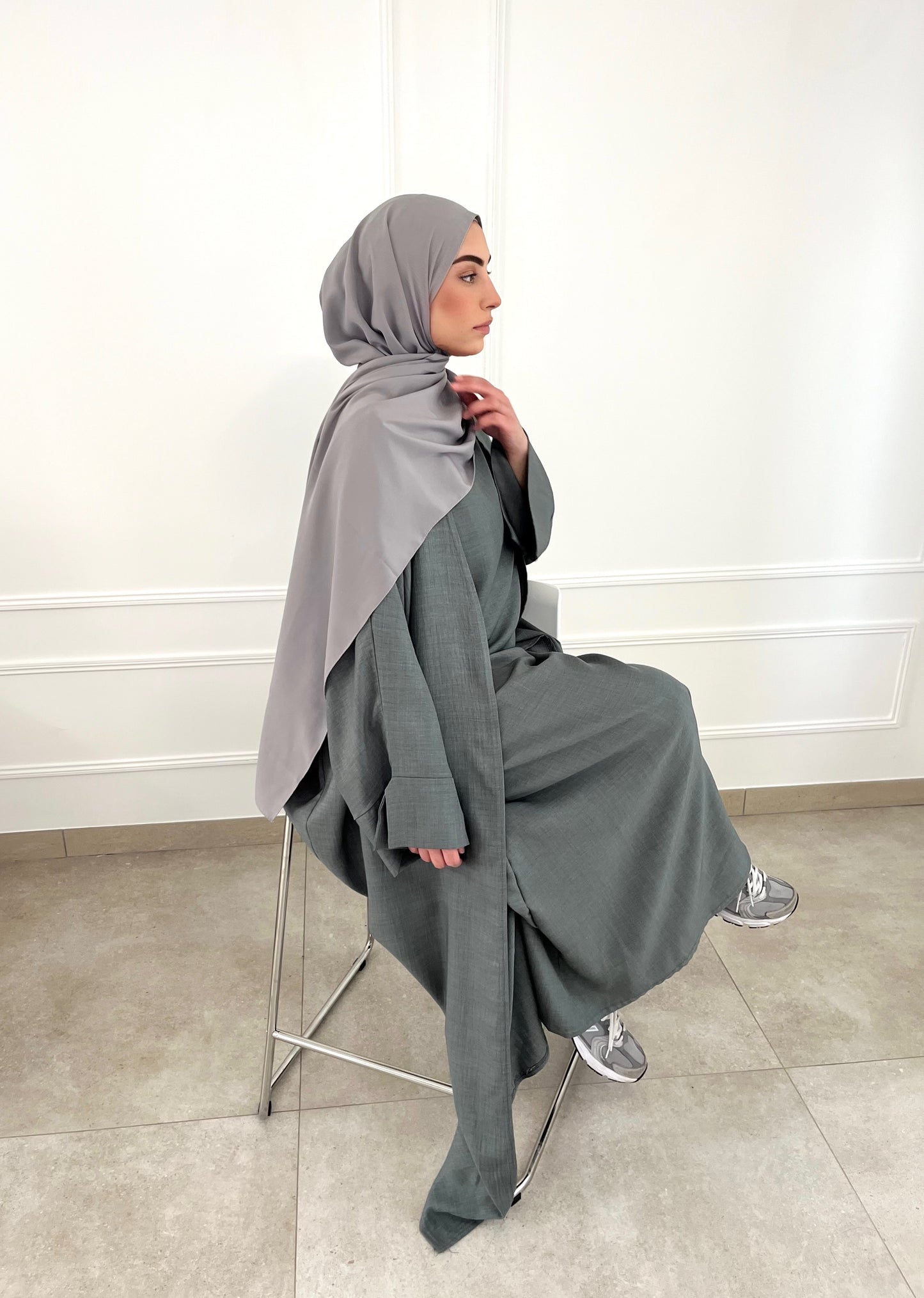 Abaya AMAL deux pièces - gris foncé