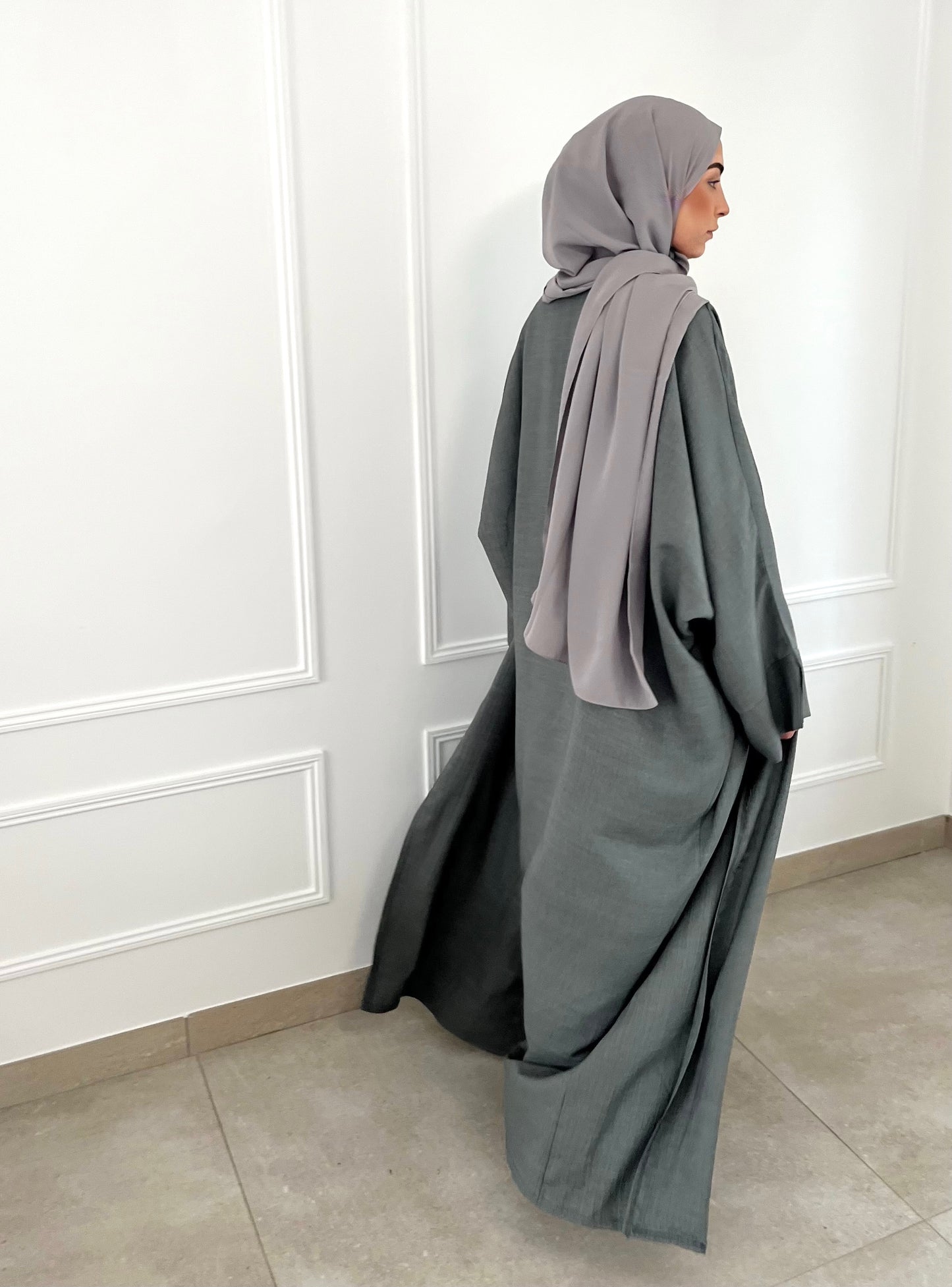 Abaya AMAL deux pièces - gris foncé