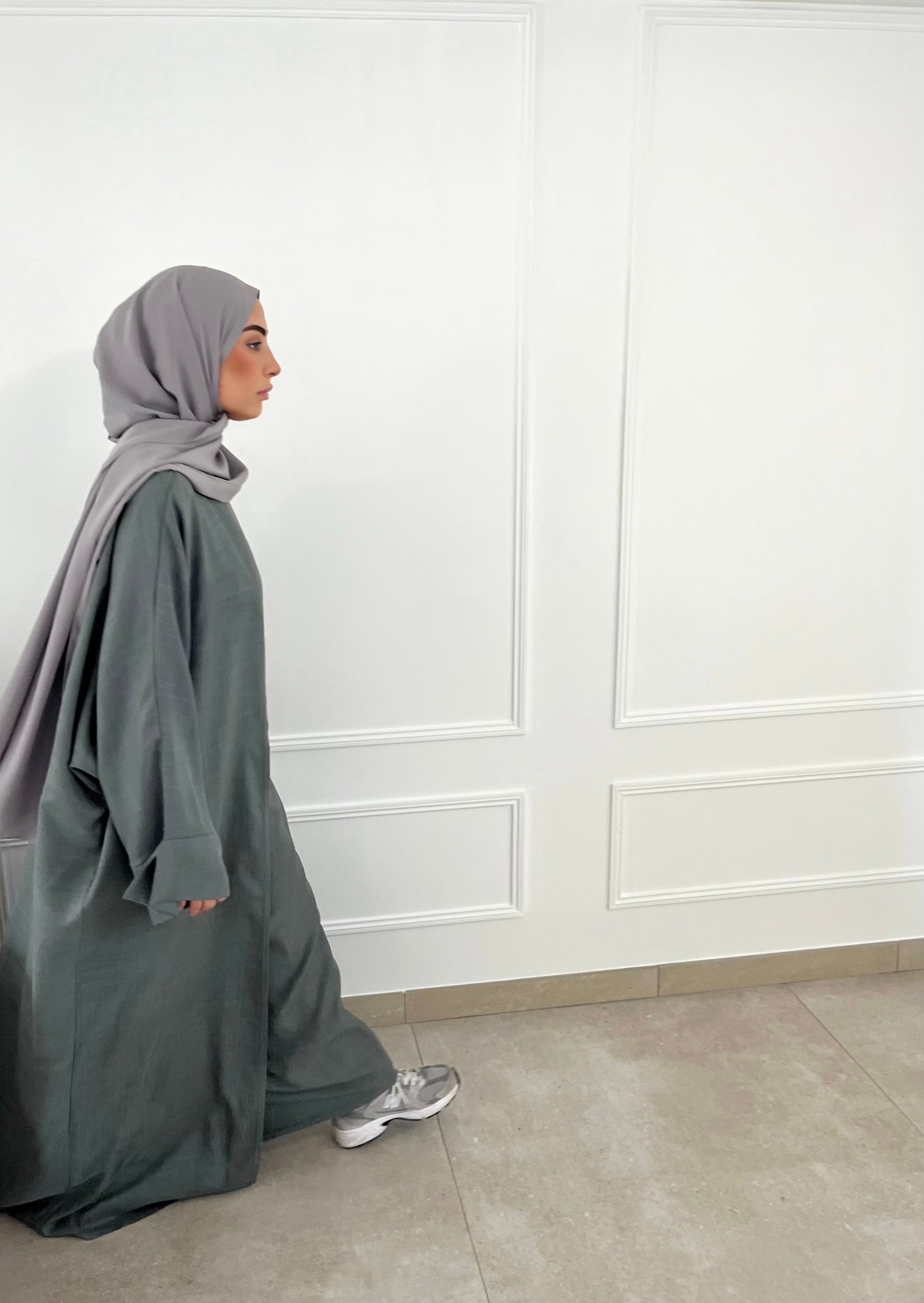 Abaya AMAL deux pièces - gris foncé