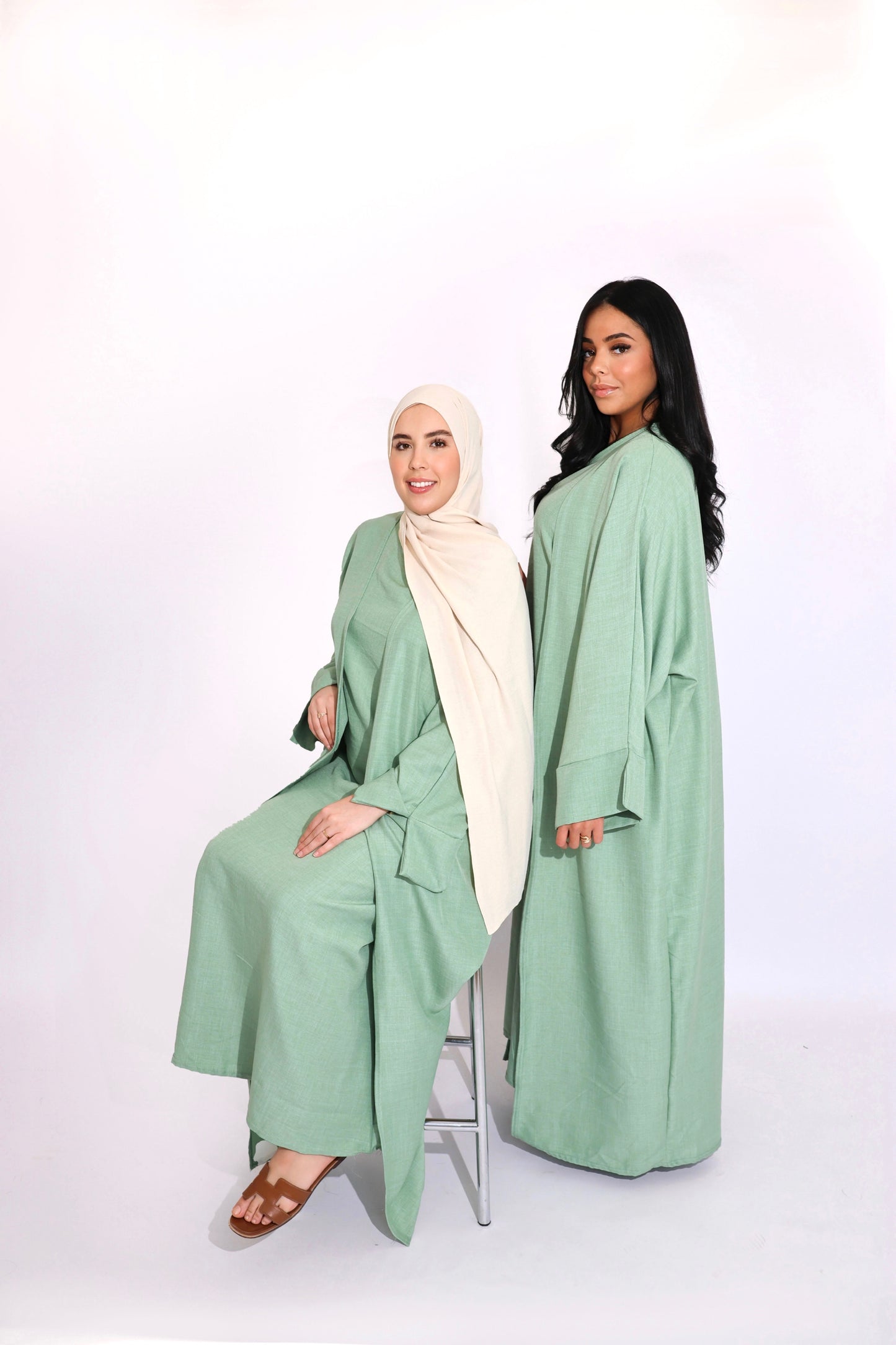 Abaya AMAL deux pièces - vert pistache