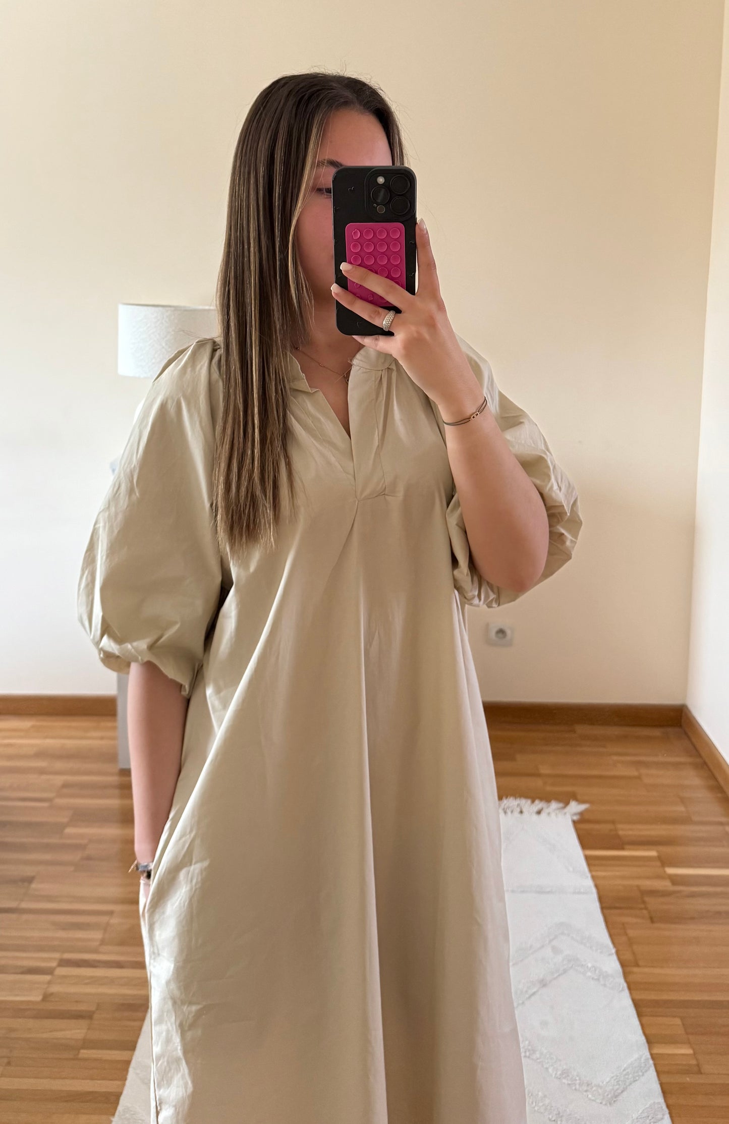 Robe popeline beige
