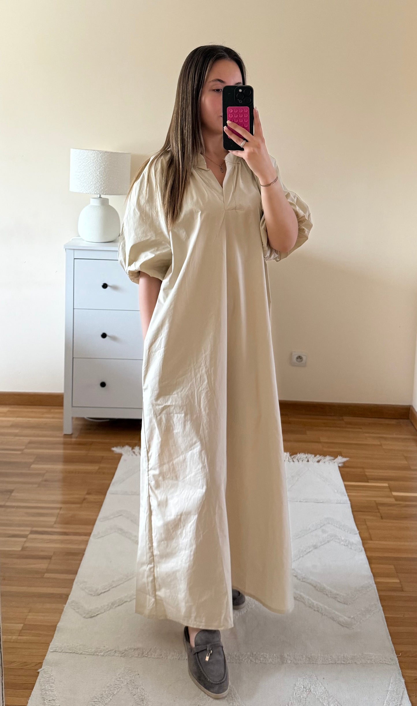 Robe popeline beige