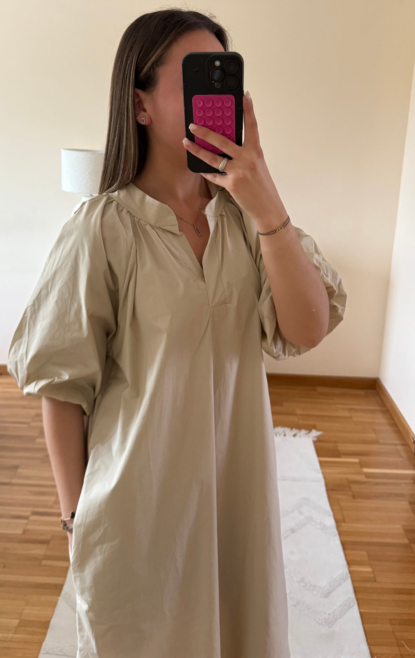 Robe popeline beige