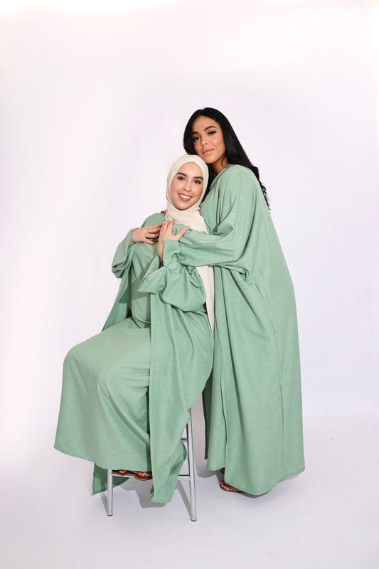 Abaya AMAL deux pièces - vert pistache